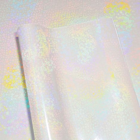 Papier Holographique Transparent Autocollant Rouleau en Motif Étoile 40cm x 200cm Vinyle Adhésif Holographique Papier Auto-Adhesif Pailleté Imperméable Décoratif pour DIY Photo Stickers Y2K (1/5)