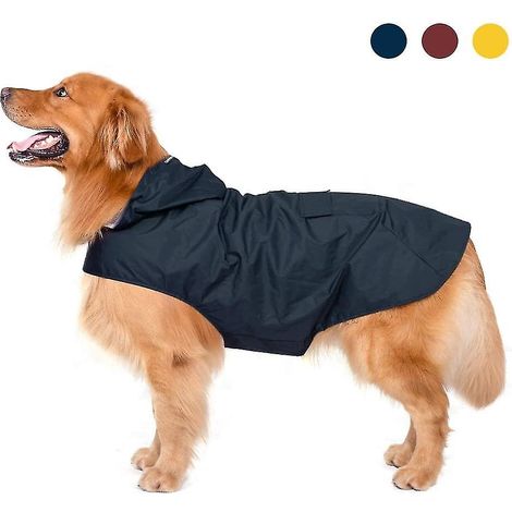 Imperméable chien grande taille veste pluie avec capuche, bandes réfléchissantes, imperméable 100%, manteau chien XL (1/5)
