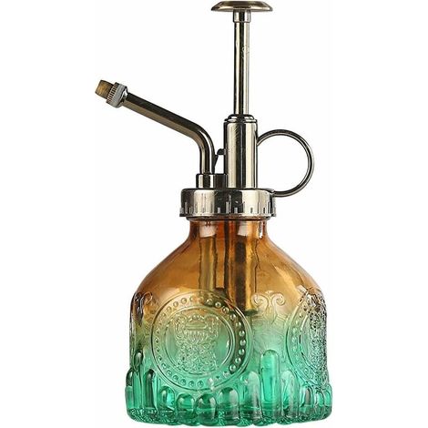 Glas-Sprühflasche, 16,5 cm hohe Vintage-Gießkanne mit Top-Pumpe, auslaufsichere Düse mit hoher Zerstäubung für Gartenpflanzen, Blumen, Reinigungslösungen (1/5)
