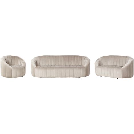 Conjunto de sala de estar terciopelo asiento acolchado respaldo bajo retro contemporáneo beige Malung