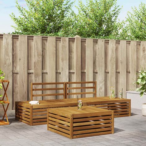 Outdoor-Sofagarnitur 3 Stück Natur Massivholz Akazie