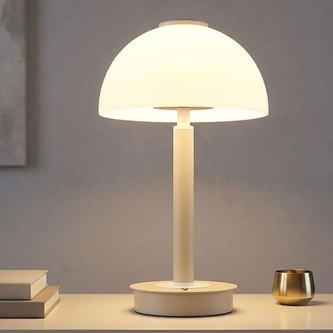 LED Tischleuchte Pilzlampe Wohnzimmerlampe Touchdimmer Sand Metall H 31,5 cm (1/5)