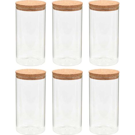 vidaXL Barattoli in Vetro con Coperchio in Sughero 6 pz 1400 ml (1/5)