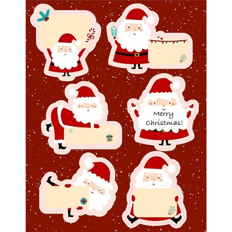 120Pcs Étiquette Noël Auto-adhésif 6 Formes Père Noël Sticker Autocollant Décoration pour Emballage Sac Cadeau Carte Enveloppe (1/5)