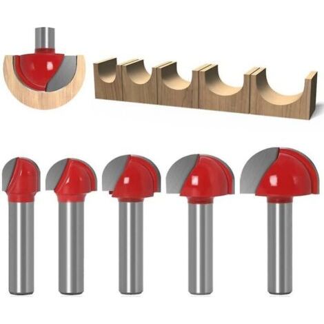 Fraise ronde en bois, 5 pièces fraises 8 mm tige 12/16/19/22/25 mm fraise à rainurer pour fraise (1/5)