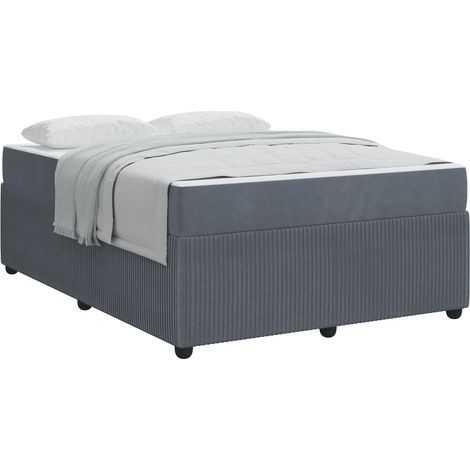 Maison Exclusive - Cadre de lit avec matelas Gris foncé 160 x 200 cm tissu (1/5)
