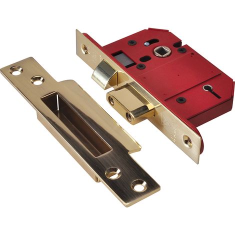 Union StrongBOLT 2200S BS 5-Lever Mortice Sashlock in Satin Brass, 68mm Box (1/2)