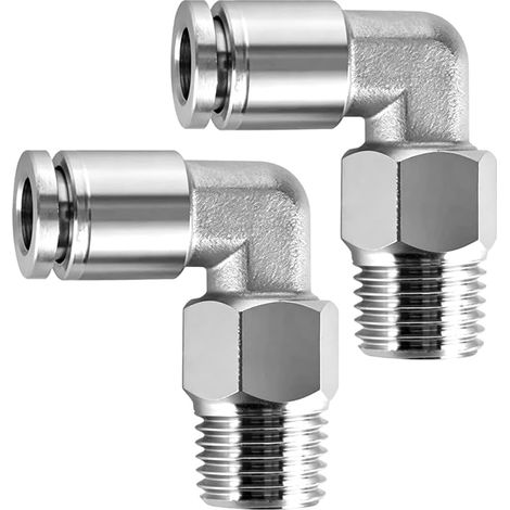 Lot de 2 raccords droits femelles en acier inoxydable 304, raccords à enfichage rapide 8mm de diamètre extérieur x 1/4 BSP (1/5)