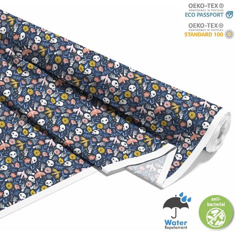Outdoor dekostoffe oxford - Motiv Skelette in Blumen I DX271 (1/5)