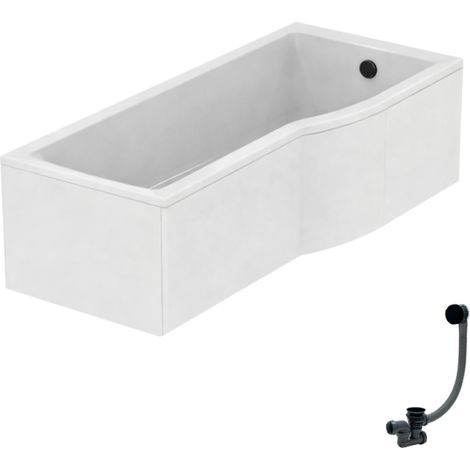 IDEAL STANDARD Connect Air Bañera/ducha derecha de 170 x 80 cm + faldón + desagüe, negro mate