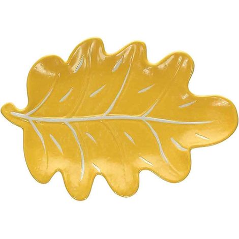 Piatto 25 Cm X 17 Cm X H 3 Cm Foglia Porcellana Giallo (1/2)