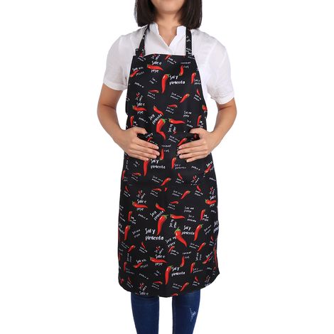 Tablier unisexe pour cuisine cuisson café magasin chef avec poches (5 Chilli)