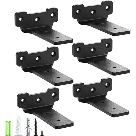 6 - Support étagère - Équerre murale - Fixation invisible - Charge 70 kg - Pour bois et béton - Noir - 10x10 cm