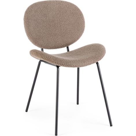 Lot de 2 chaises 52x59,5x79,5 cm en tissu bouclette marron (1/5)