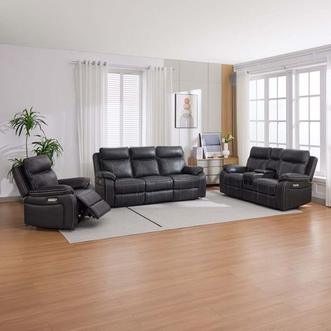 Vinson Electric Recliner 1+2+3 Seater Sofa Set Air Leather With Speakers & USB-C Charging (1/5)
