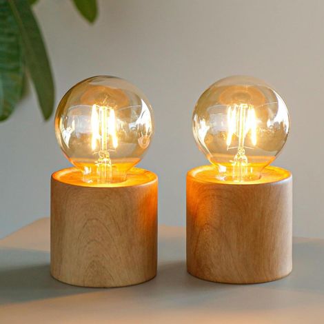 2er Pack kabellose Keramiklampen 5cm, Edison Lampe Timer, Nachttisch Deko Ambiente vintage (1/5)
