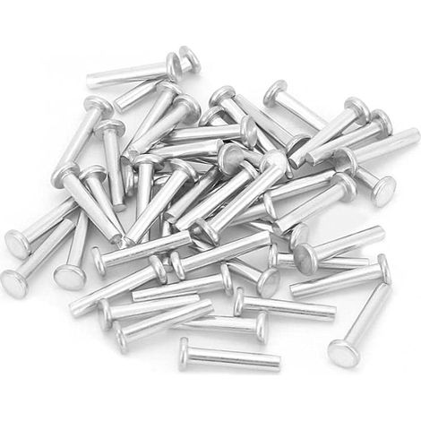 Kit assortimento di 350 rivetti in alluminio massiccio a testa piatta M4, lunghezze 4/6/8/10/12/16/20 mm.