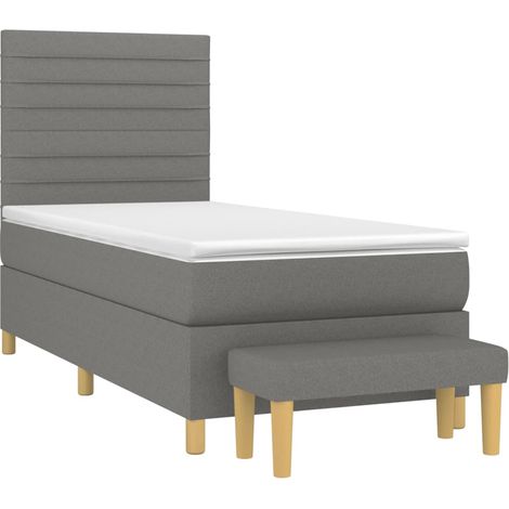 Cama box spring con colchón tela gris oscuro 80x200 cm vidaXL (1/5)