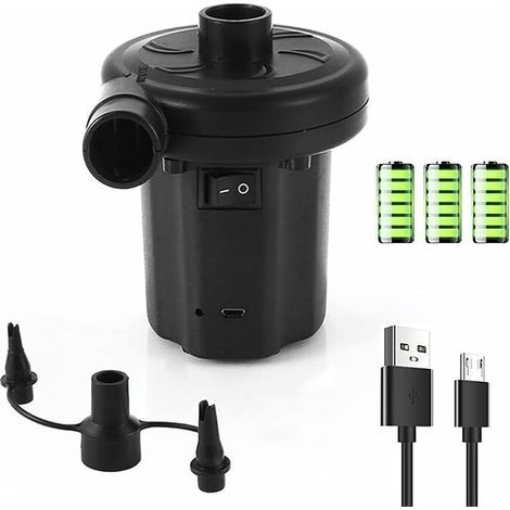 Gonfleur de piscine Pompe Électrique, Pompe Air Rechargeable avec 3 Buses - Gonfleur et Dégonfleur Rapide - Pompe Électrique Portative pour Matelas, Camping Coussin, Jouets de Piscine, Anneau de Natat (1/5)