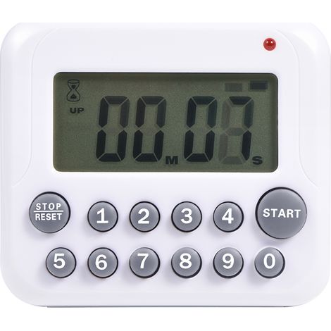Elektronischer Küchentimer mit großem LCD-Display, 99-Minuten-Stoppuhr, batteriebetrieben, modernes graues Design (1/5)