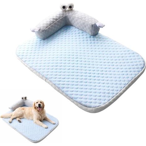 Coussin rafraîchissant pour chat Dailygoods, lavable, en forme de L, oreiller, lit pour chats et chiens, tapis rafraîchissant, couverture pour chien (bleu ciel, 65 x 5 cm) (1/5)