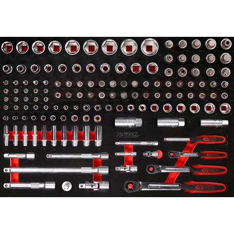 Jeu de clés à douille 1/4'' + 3/8'' + 1/2'' dans insert en mousse, 139 pcs KS Tools (1/2)