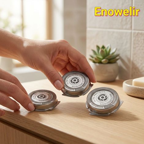 Enowelir Têtes de rechange pour rasoir Philips série 5000 SH50 SH51 SH52 HQ8, lot de 3, lames en acier durable, argent (1/4)
