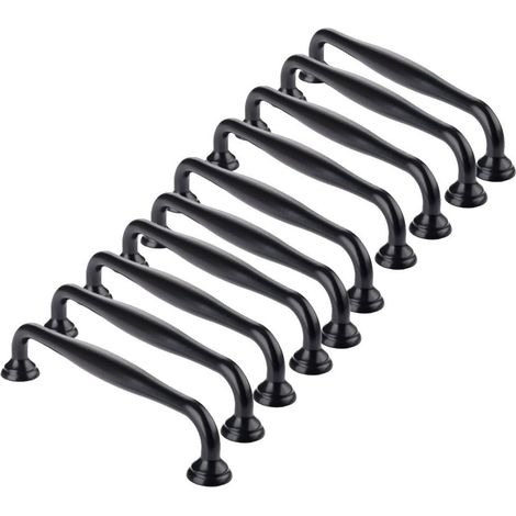 10 tiradores negros para muebles, tiradores negros para muebles de cocina, tiradores para puertas de cajones de dormitorio, distancia entre centros de 96 mm.