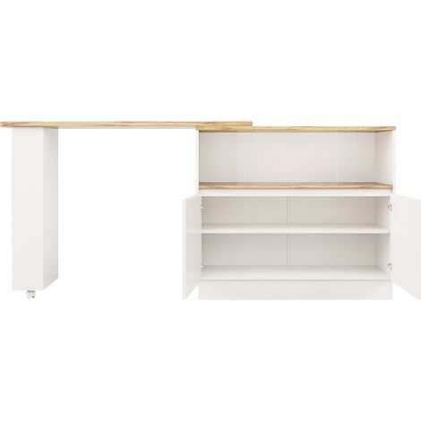 Credenza bar girevole 360° in MDF bianco con ante scorrevoli in vetro 90 x 45 x 100 cm MODENUIT (1/5)