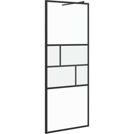 Walk-in Shower Wall Black 80 x 195 x 0.5 cm Glass and Aluminium vidaXL