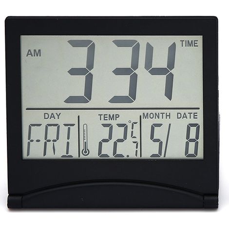 Horloge Électronique - Affichage Date Heure Température - Réveil Minuterie - Pliable Compact Portable - 7,6 x 8,6 x 1,3 cm - 1 pièce (1/5)