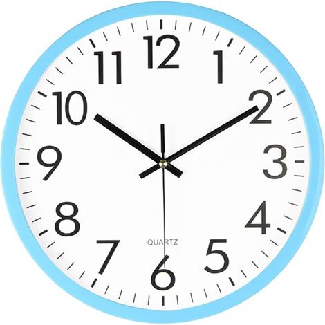 Horloge murale de 12 pouces, horloge murale bleue silencieuse et anti-tiques à quartz numérique 3D, ronde (1/5)