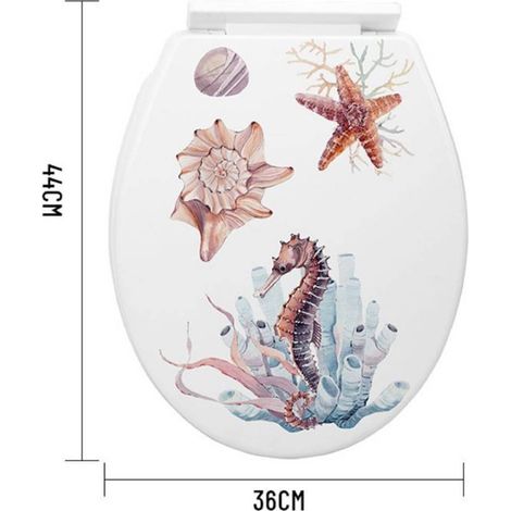 Kaela - Copriwater Universale In Plastica Super Resistente 44x36cm Decorazioni Marine -