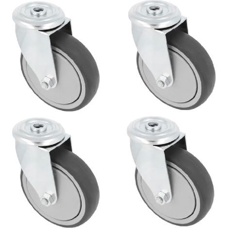 Pack de 4 roulettes pour Meubles Ø 100 mm roulettes Pivotantes sans Plaque de Montage Poids Maximum 110 kg pour Déplacer des Meubles Lourds Roulements à Rouleaux Noyau en Plastique-Chrom (1/4)