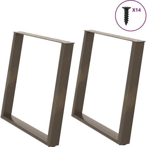 Esstischbeine U-Form 2 Stk. Naturstahl 100x(72-73) cm Stahl