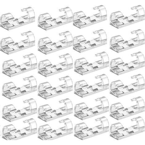 BUNTHAUS (transparent) Lot de 100 clips de câble autoadhésifs en acrylique pour organiser les câbles, organisateur de câbles, organisateur de câbles en plastique pour fixer les câbles (1/5)