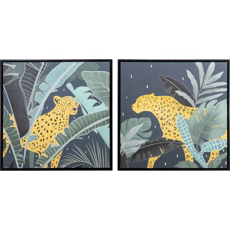 2er Set Tiger Siebdruckbilder mit Rahmen 60x4x60 cm (1/2)