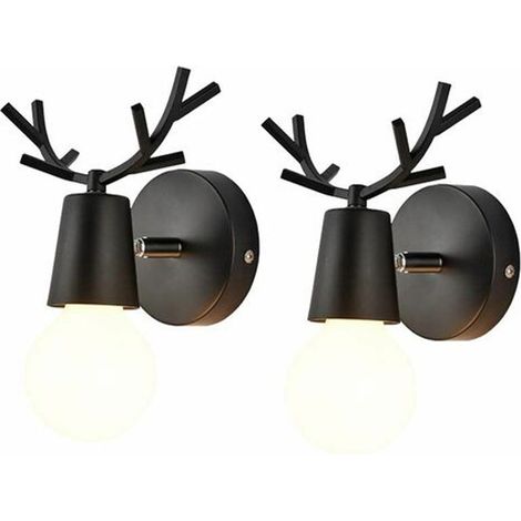 Applique Murale - Applique Décorative en Forme de Bois de Cerf - En Fer avec Finition Cuite - Pour Salle de Séjour Chambre Couloir Salle de Bain - Lot de 2 (1/5)