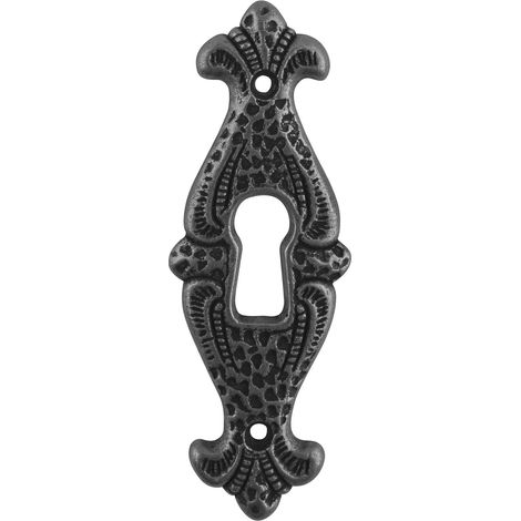 Siro Schlüsselschild Faial, 25x70mm - Schlüsselblech antik für Bartschlüssel, Zinkdruckguss eisenfärbig brüniert (1/3)