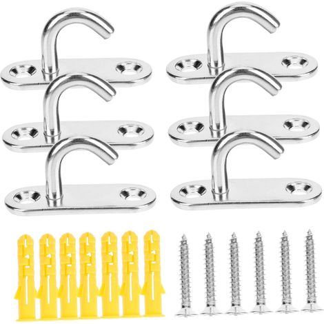 6 crochets balançoire inox pour hamac avec vis et plafond (1/5)