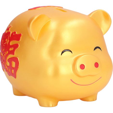 Tirelire Cochon Mignon Anti-Chute Grande Taille Dorée pour Enfants, Décoration Maison et Cadeau (1/5)