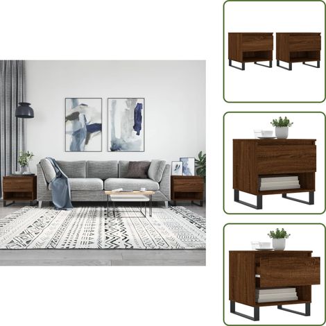 Couchtische 2 Stk. Braun Eichen-Optik 50x46x50 cm Holzwerkstoff - Couchtisch - Wohnzimmerstil - Eiche Optik - Holzmöbel - Stauraum (1/5)