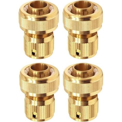 Raccord d'Arrosage en Laiton 19 mm 3/4 Rapide Connecteur pour Tuyau Jardin Lot de 4 (1/4)
