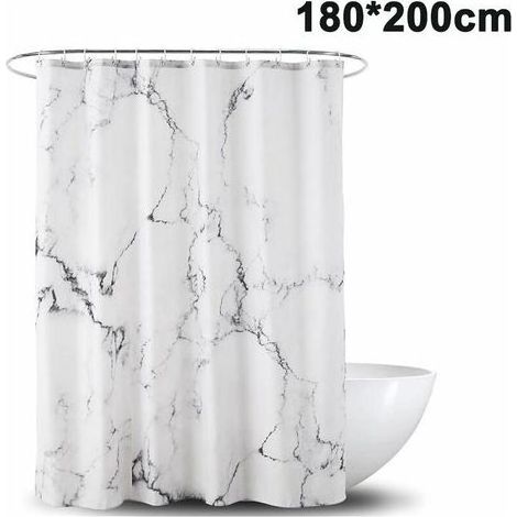 Rideau de douche en marbre, anti-moisissure, antibactérien, imperméable en polyester avec 12 anneaux de rideau de douche Impression numérique 3D, rideaux de douche pour baignoire et douche dans la sal (1/5)