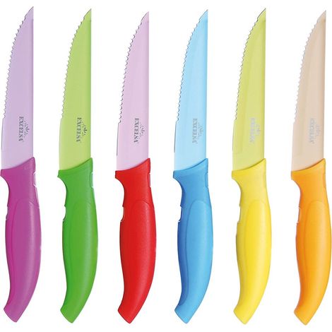 Excelsa Passione Color Set 6 Coltelli da Bistecca, Acciaio Inossidabile, Multicolore (1/3)