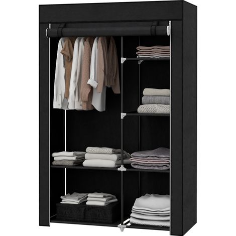 Armario ropero de tela negro, 6 compartimentos, 103 x 43 x 162,5 cm (1/5)