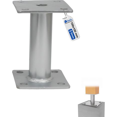 Support de poteau double platine galvanisé à chaud 100 x 100 x 150 mm – fixation bois et béton – GeZu Impex