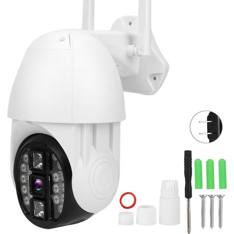 Caméra Dôme WiFi PTZ 1080P Couleur Pleine 2 Lumières IR 18LEDs IP66 Vision Nocturne Surveillance Extérieur 100-240V (Prise US) (1/5)