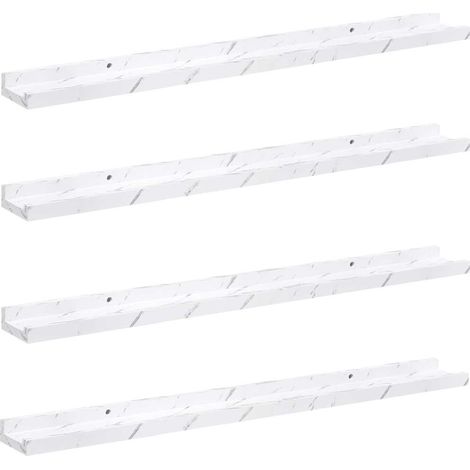 vidaXL Scaffale da parete 4 pcs Marmo Bianco 80 x 9 x 3 cm