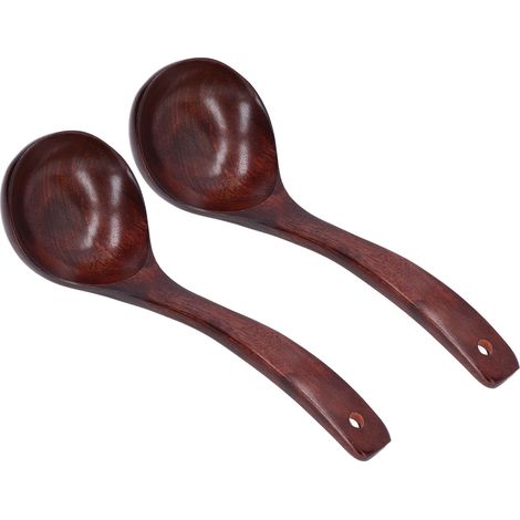 2-teiliges Set aus Holzlöffeln mit langem Griff, ideal für Porridge, Kaffee und Desserts (9 cm Löffelbreite). (1/5)